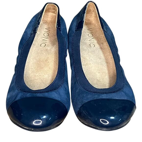 Vionic Spark Tiegan ballet flats in blue suede with cap toe-size 6 - Picture 2 of 10